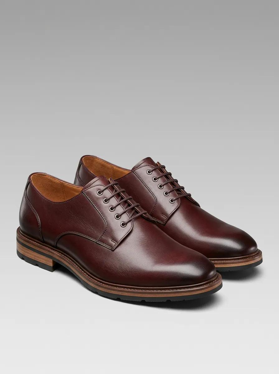 Men's Dark Brown Leather Lace-Up Oxford Shoes