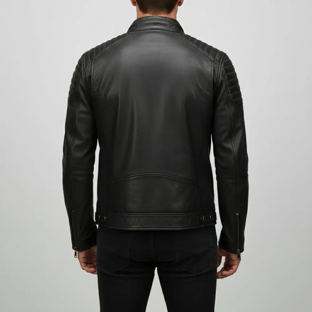 Modern Leather Biker Motorcycle Multi Pocket Jacket