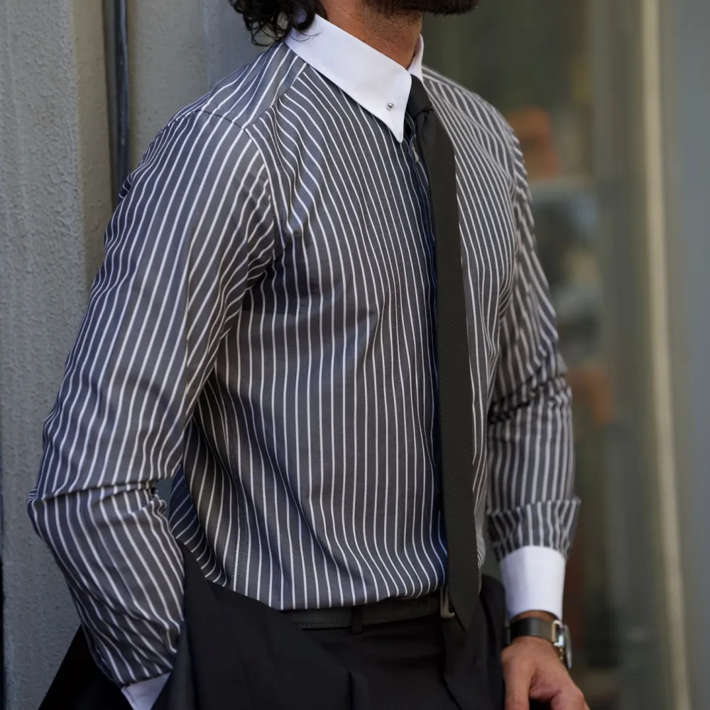 Contemporary Slim Fit Striped Cotton Casual Shirt