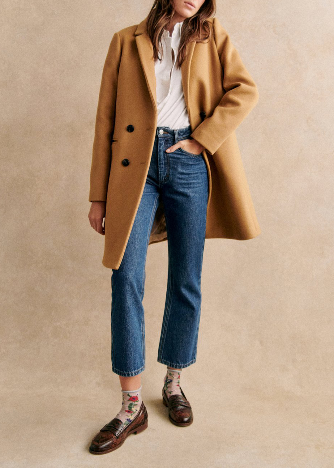 Mid-Length Solid Color Coat