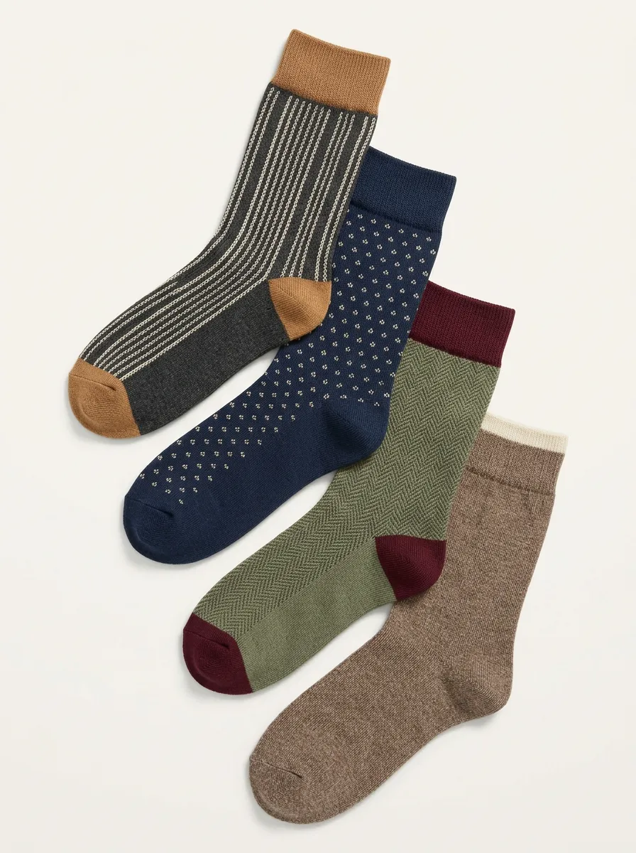 Casual Striped Vintage Classic Look Men's Four Pair Socks