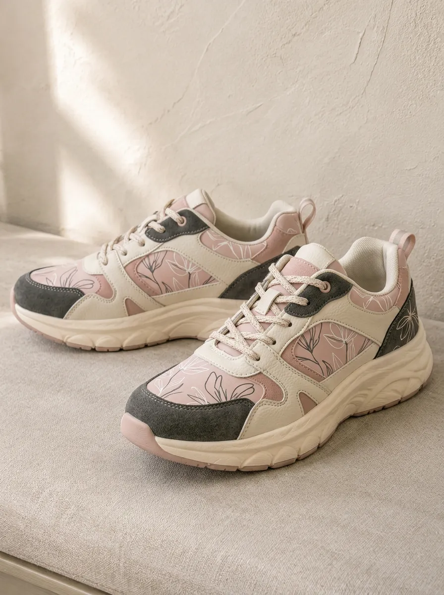 Women's Floral Botanical Pink Printed Sneakers