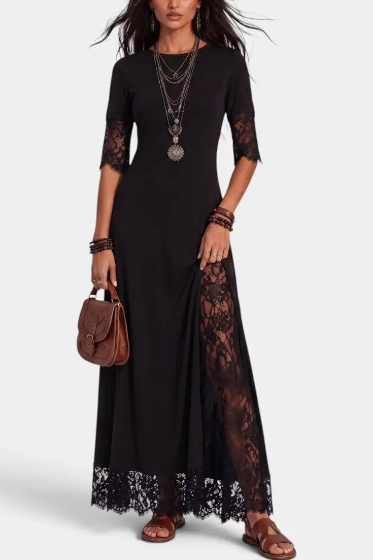Floral-Lace Floral Maxi Dress