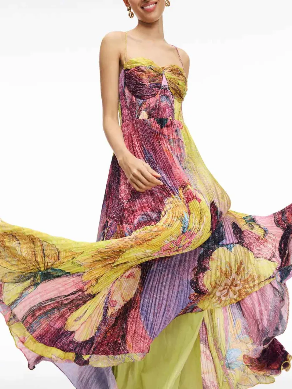 Vintage Art Hand Painted Maxi Dress