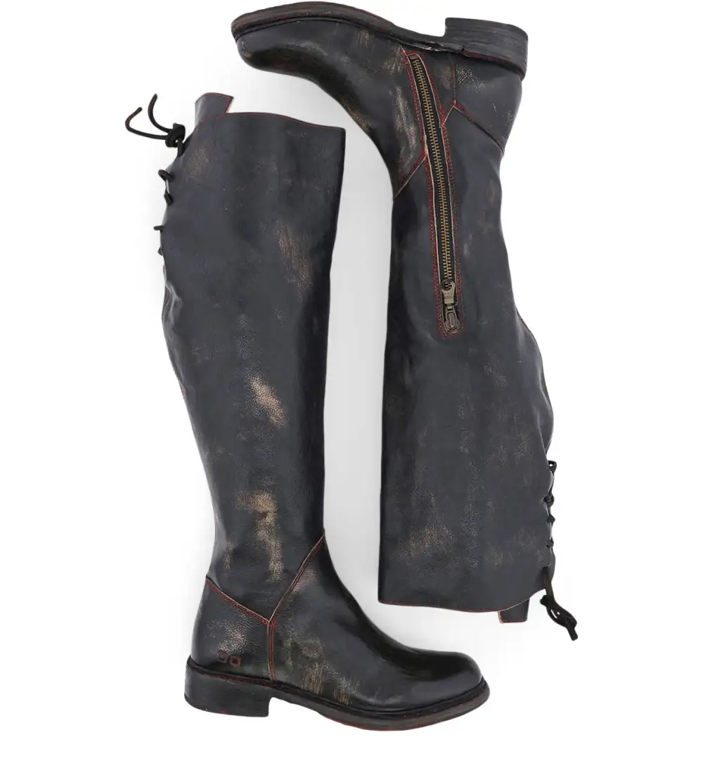 Side-Zip Lace-Up Wide-Calf Tall Boots