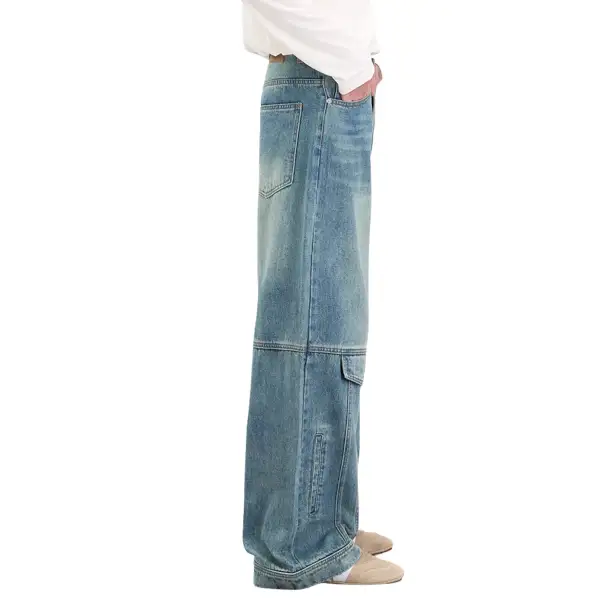 Baggy Pocket Washed Denim Jeans