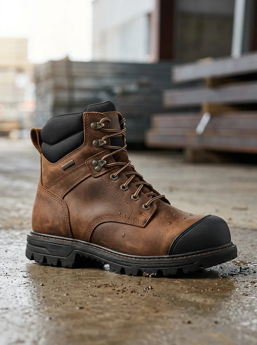 Daily-Work Leather-Look Men's Waterproof Work Boots