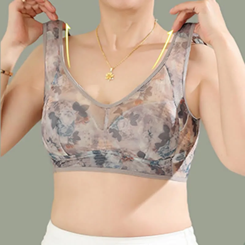 Mesh Wireless Bra Flower Bra