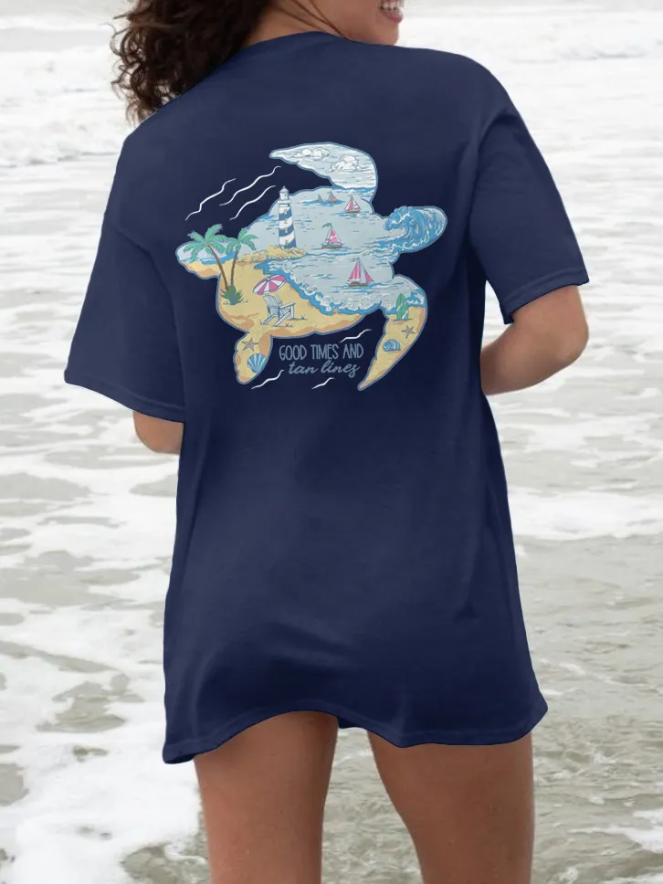 Tropical Sea Turtle Graphic Short - Sleeve Tee