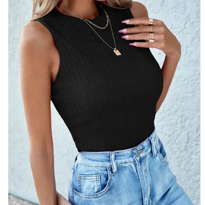Textured Round Neck Tank