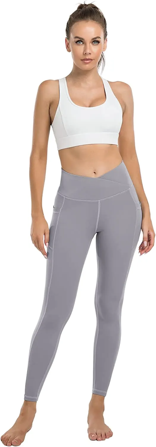 YOUNGCHARM 4 Pack Leggings with Pockets for Women,High Waist Tummy Control Workout Yoga Pants
