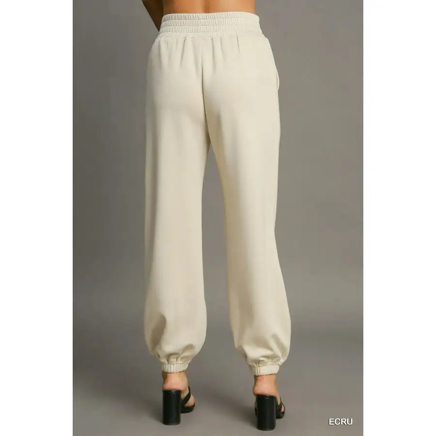 Drawstring Jogger Pants with Front Seam Detail