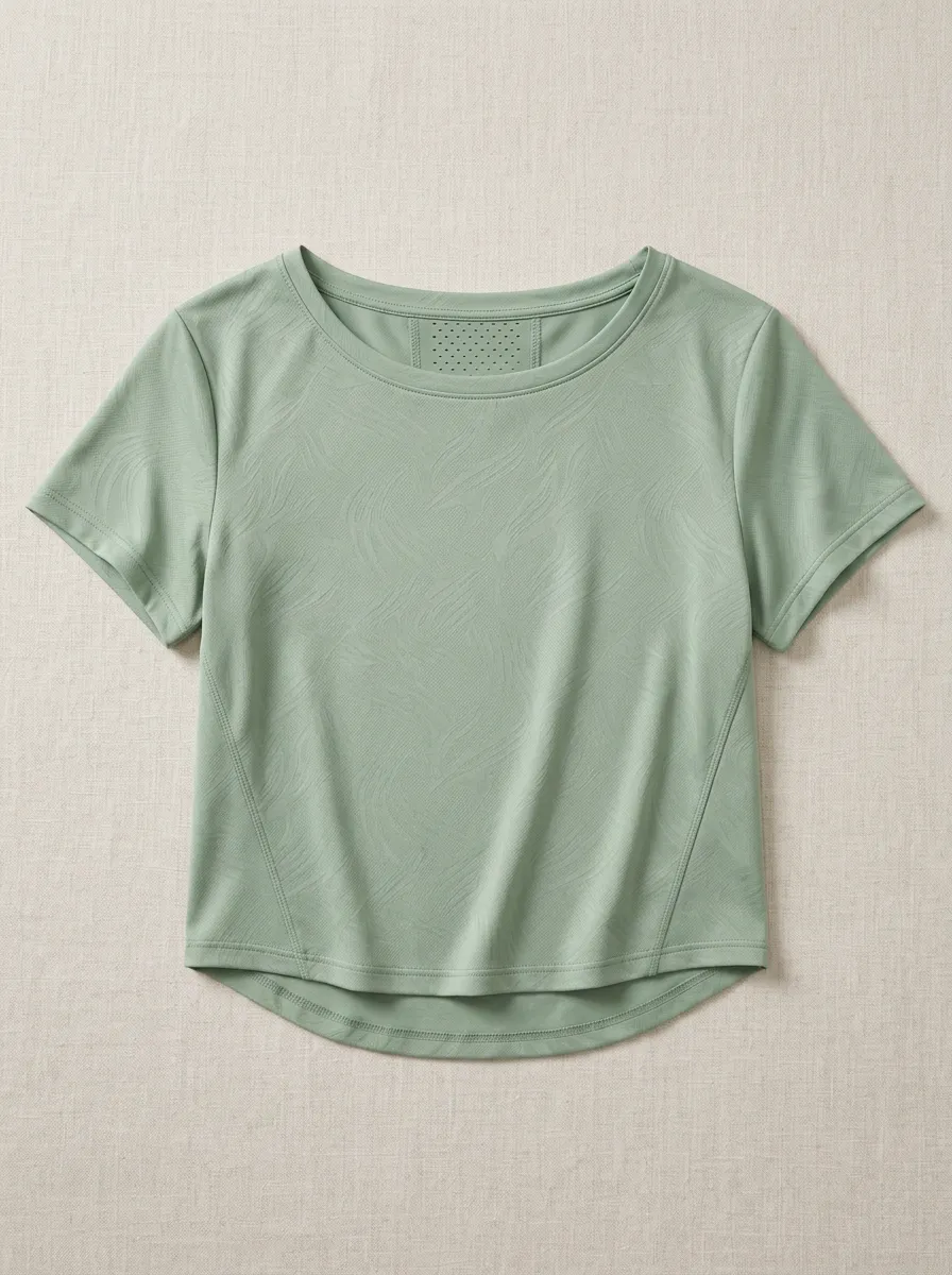 Women's Yoga Fitness Sage Green Swirl Texture Printed Top