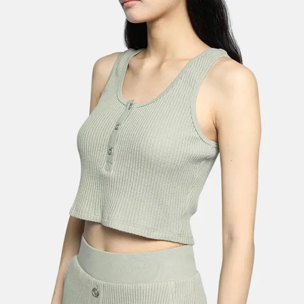 Henley Cotton Cropped Tank Top