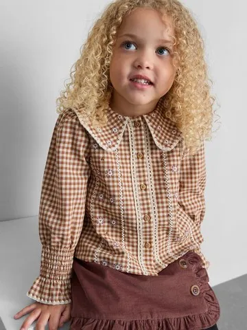 1-12yrs | The Edit Cotton Rich Gingham Check Blouse