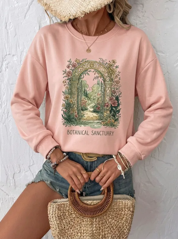 Women's Botanical Sanctuary Garden Arch Graphic Sweatshirt