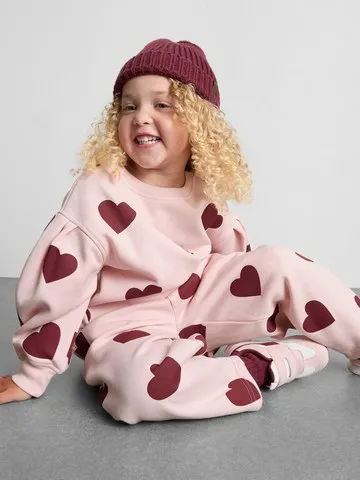 1-9yrs | Cotton Rich Heart Print Sweatshirt and Joggers Set