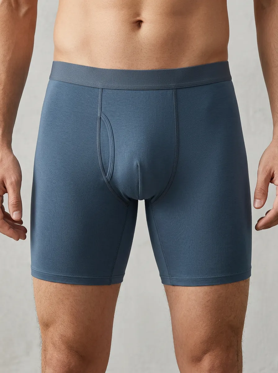 Men's Solid Blue Minimalist Plain Boxer Briefs