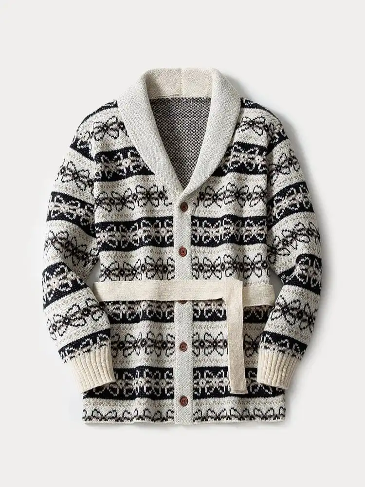 Textured Knit V-Neck Cardigan Sweater