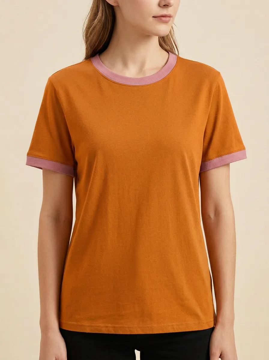 Women's Minimalist Crewneck Ringer T-Shirt