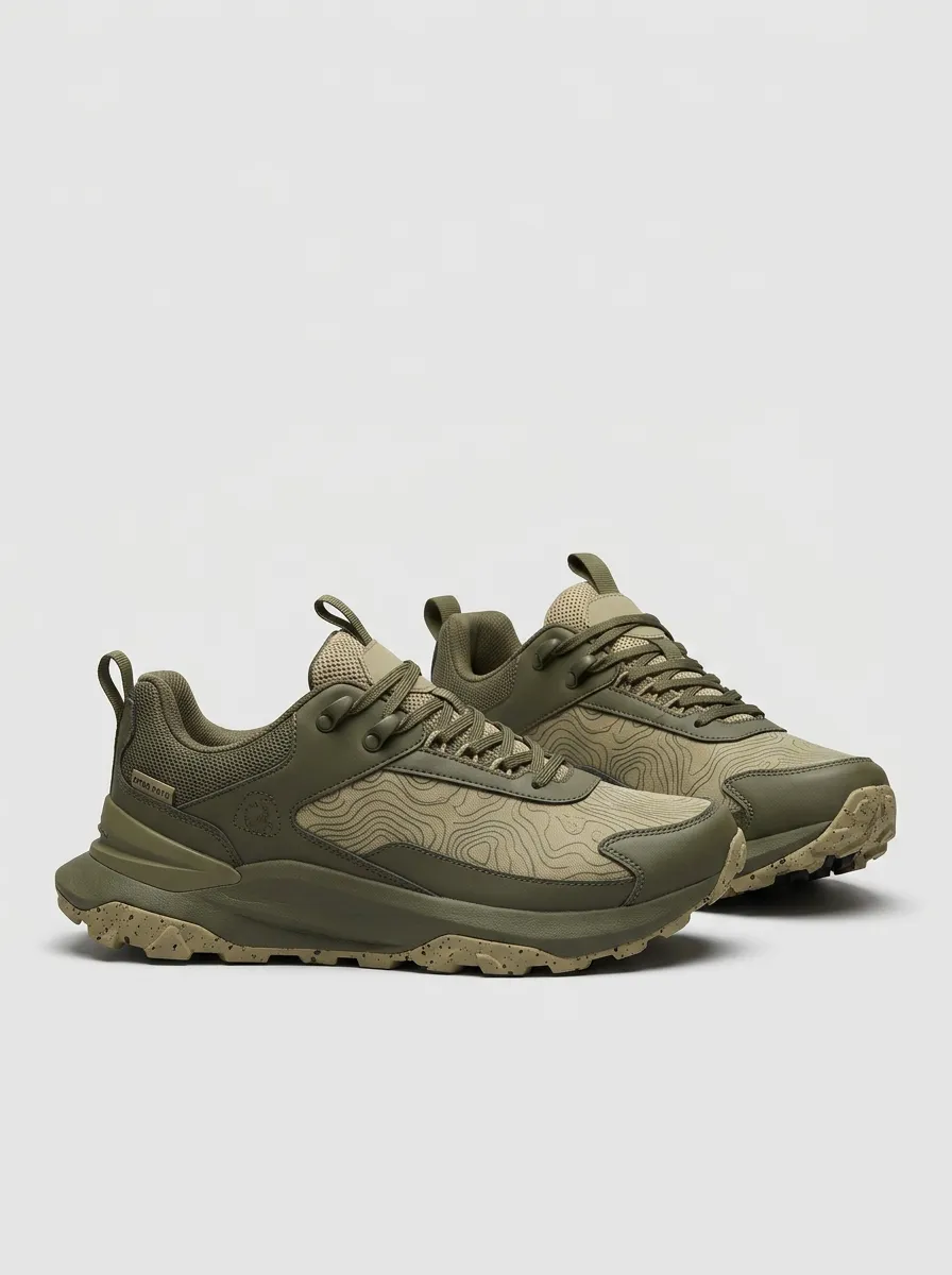 Trail-Inspired Layout Hiking-Inspired Topographic Casual Sneakers