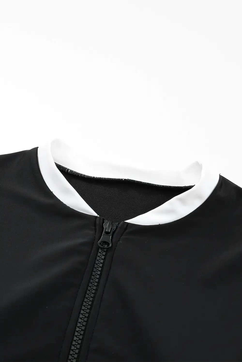 Swimwear Colorblock Trim Zip Front Long Sleeve Rash Guard Swimsuit