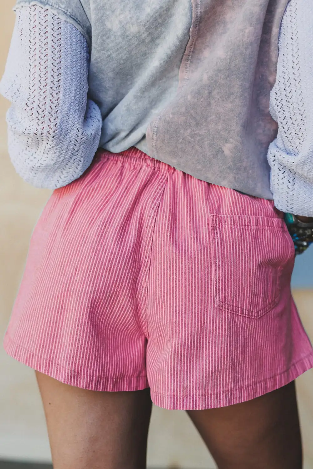 Drawstring Elastic Waist Casual Denim Shorts