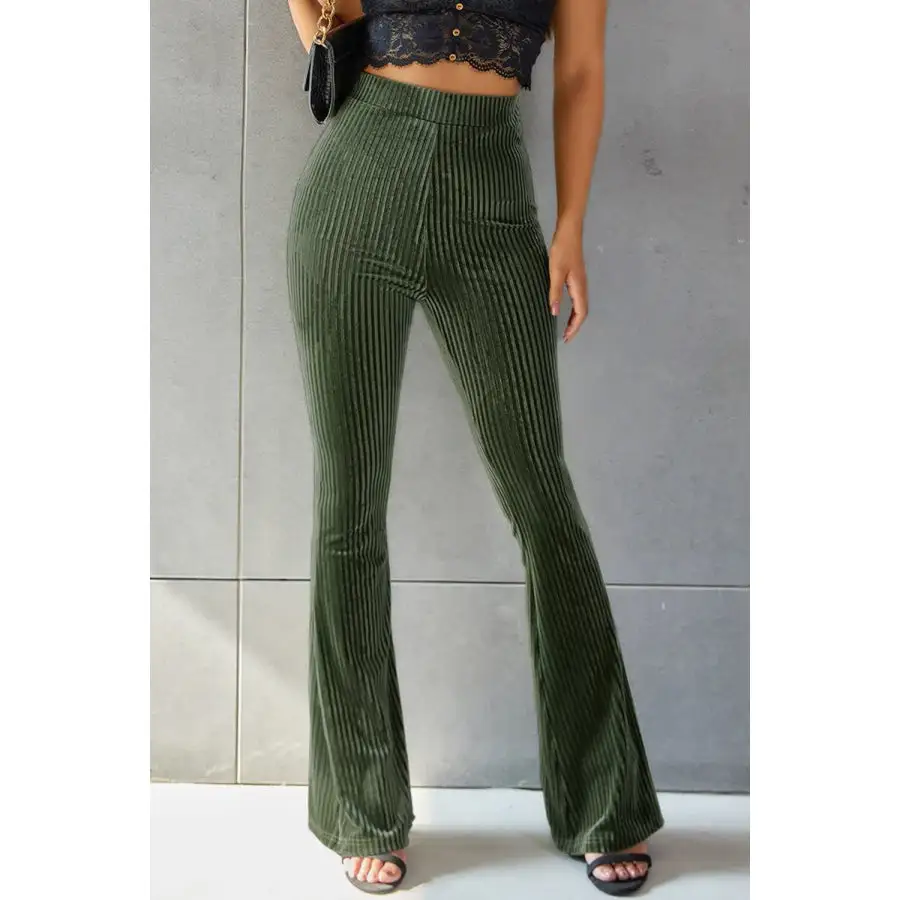 Ribbed High Waist Flare Pants
