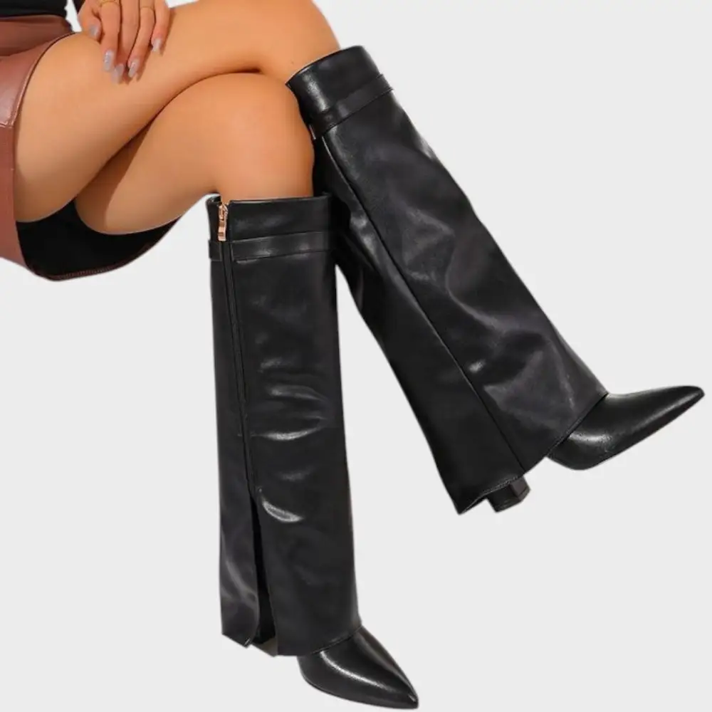 Leather Chunky Sole Tall Boots