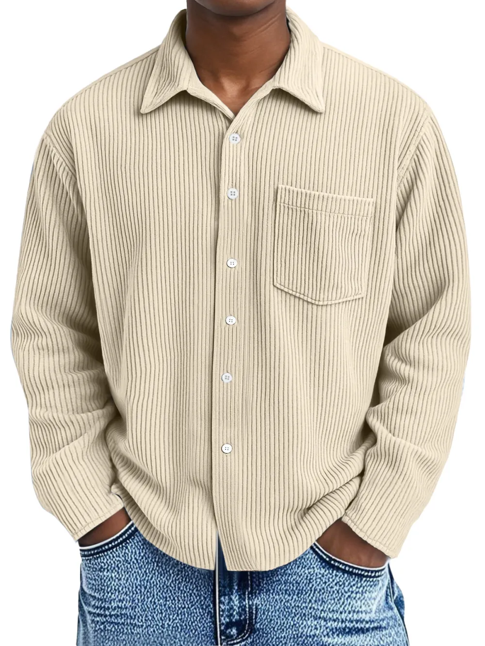 Clean Line Corduroy Camp Collar Shirt