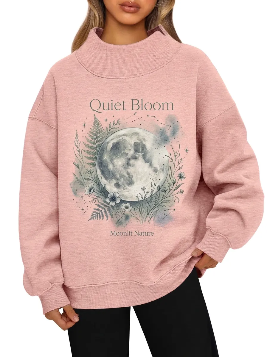 Women's Moonlit Nature Floral Moon Graphic Sweatshirt