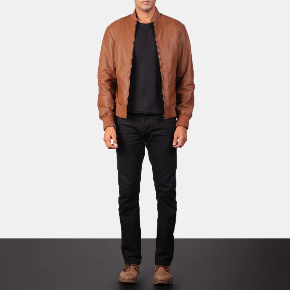 Men's Outdoor Bomber Leather Jacket