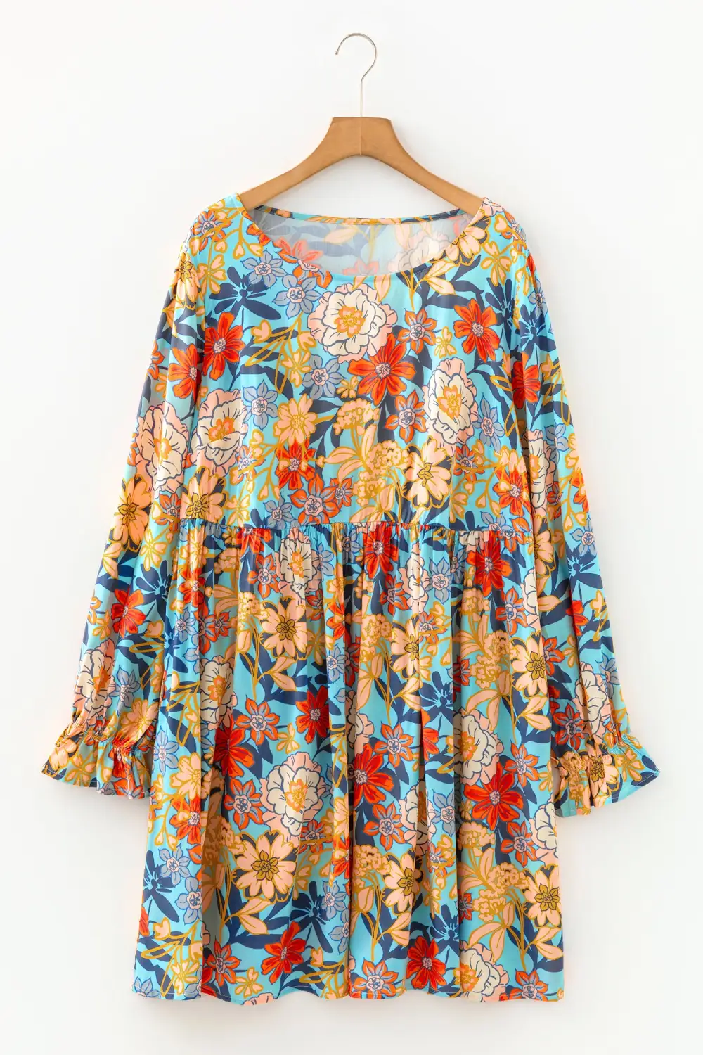 Women's Floral Print Long Sleeve Mini Dress