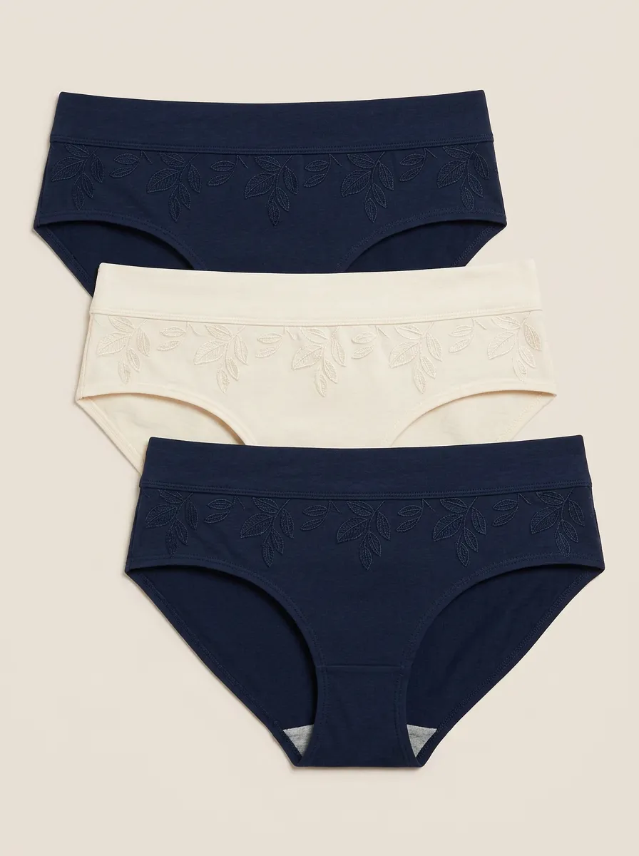 Women's Mid-Rise Botanical Wide-Waistband 3-Pack Briefs