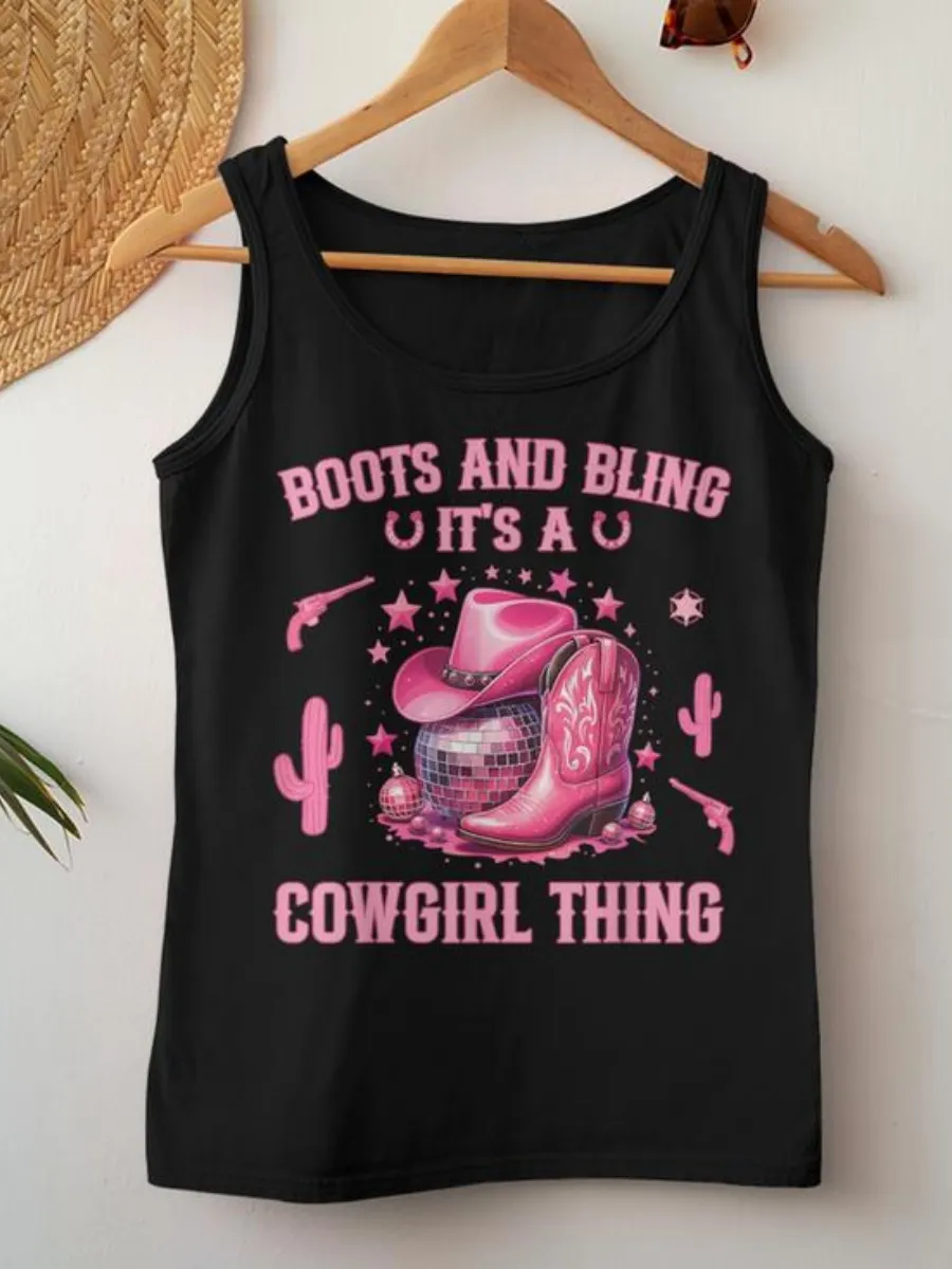 Western Pink Cowgirl Graphic Tank