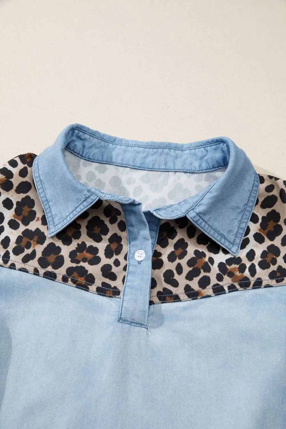 Animal Print Patchwork Denim Mini Dress