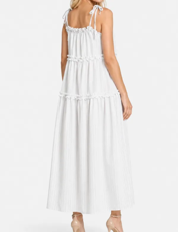 D Appliqu Solid Color Tiered Hem Maxi Dress