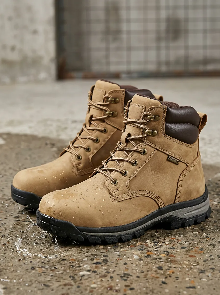 Unisex Outdoor Waterproof Tan Leather Work Boots