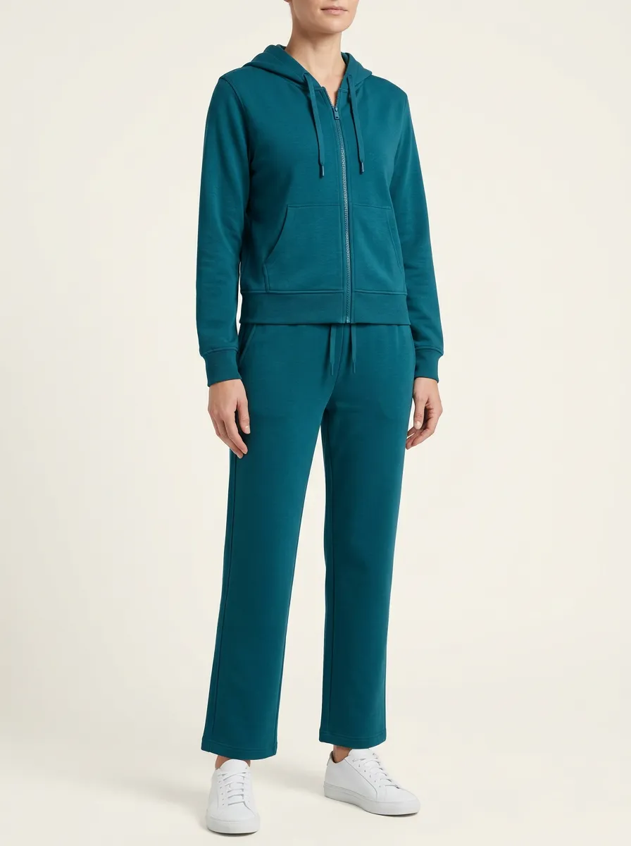 Women's Patch-Pocket Zip-Up Hoodie and Straight-Leg Trouser Set