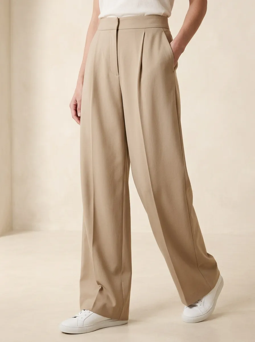 Wide-Leg Pleated Minimalist Casual Wide Leg Pants