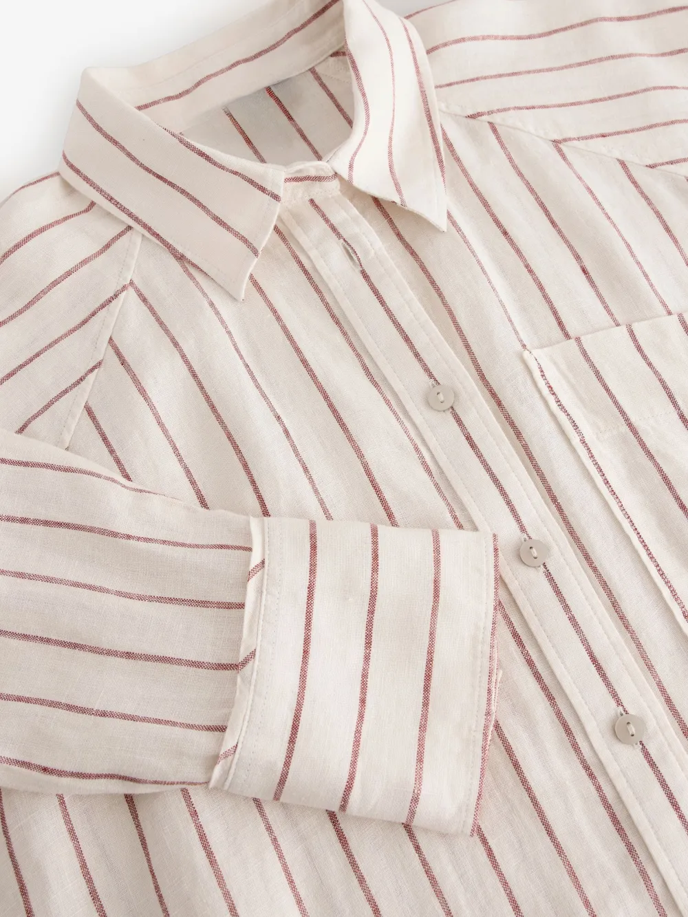 Linen Flat Collar Loose Long Sleeve Shirt