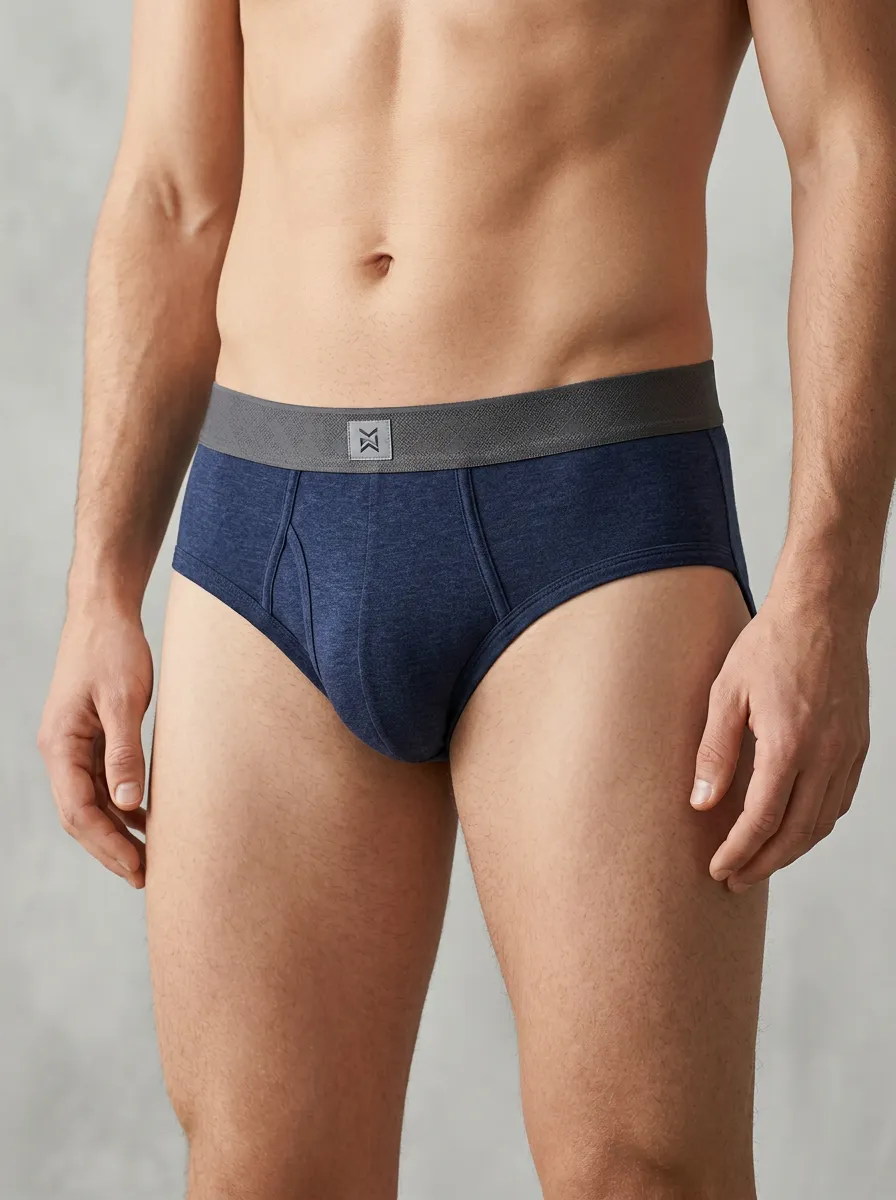 Men's Athletic Comfort Navy Blue Solid Printed Briefs
