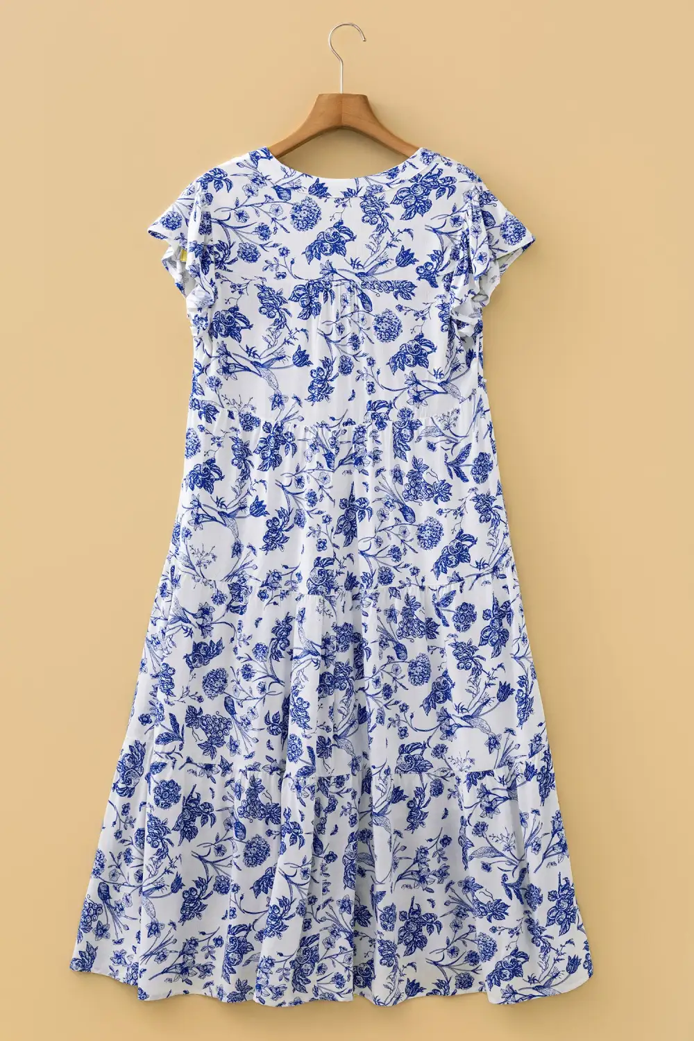 Polished Detail Floral Ruffle Tiered Midi Dress