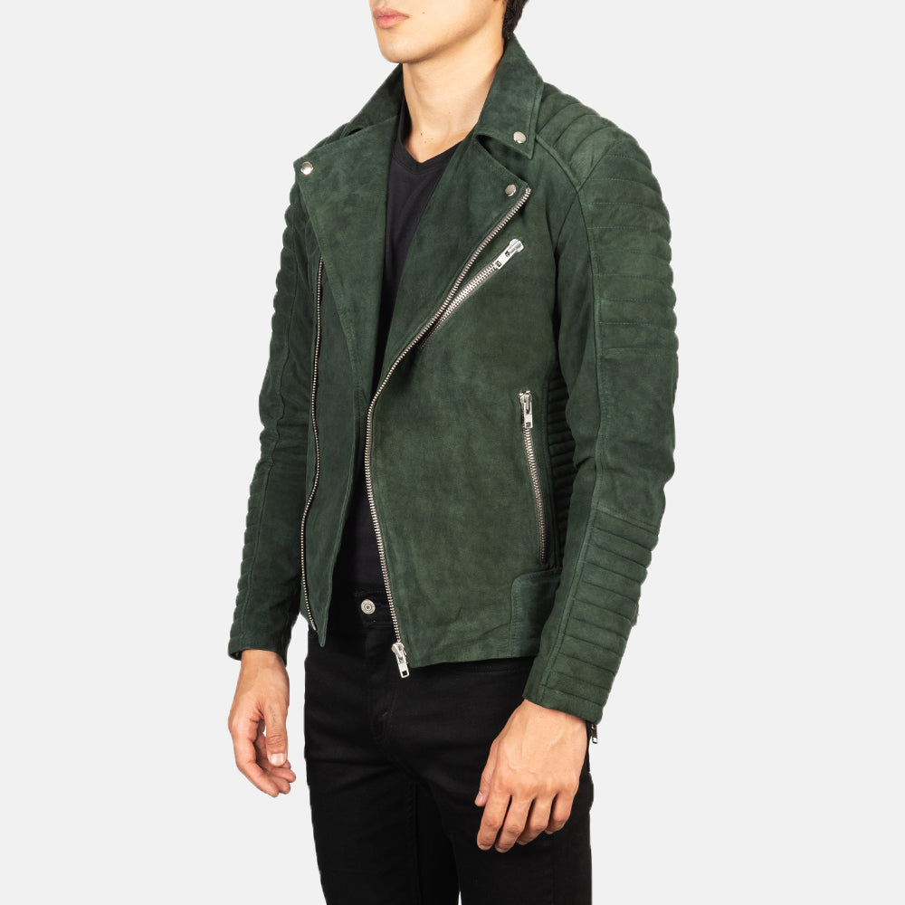 Men's Structured Biker Suede Jacket