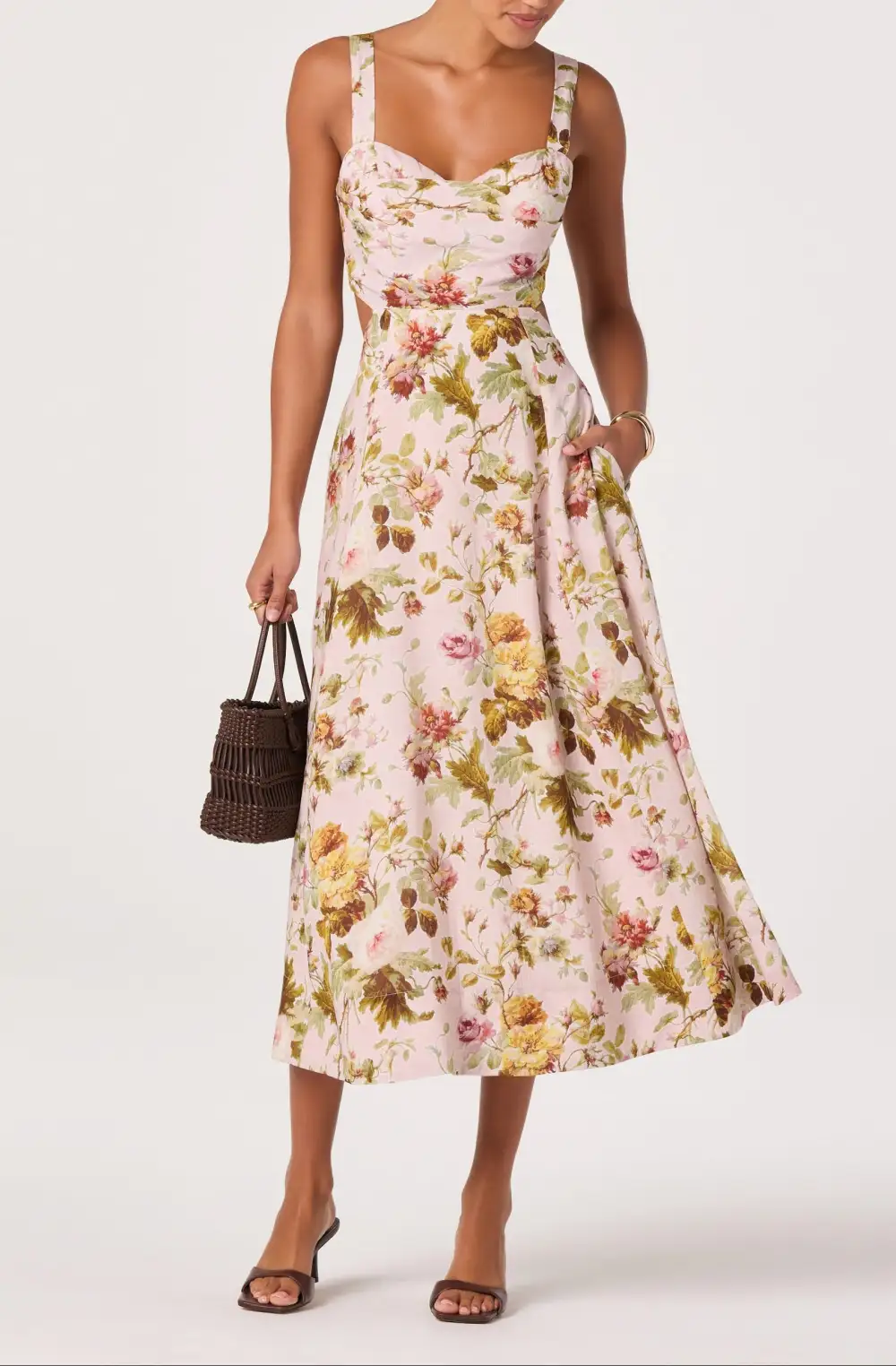 Linen Blend Midi Easy Fit Dress