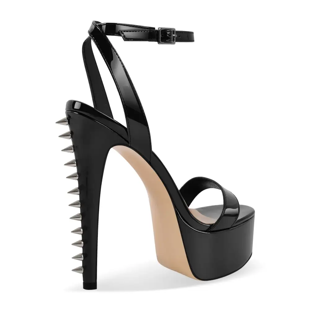 Platform Rivet Ankle Strap Stiletto Sandals
