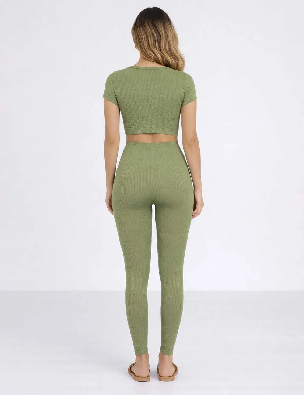 Chic Knit Round Neck Cap Sleeve Crop Top