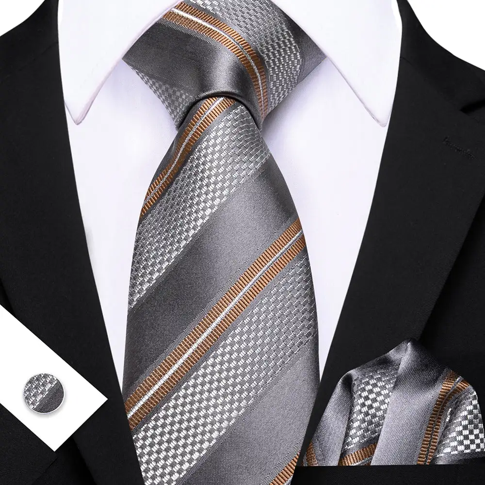 Formal Striped Silk Necktie Set