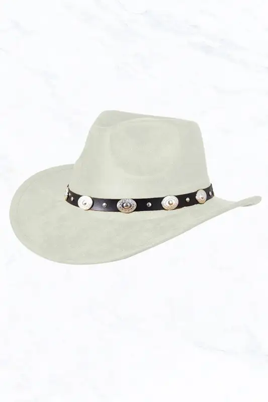 Suede Regular Cowboy Fedora Hat with Studded Belt