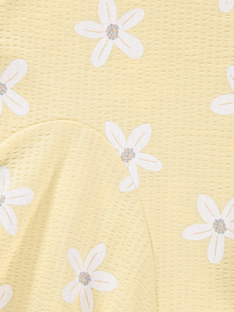 Yellow Daisy Ribbed Dress detail 1